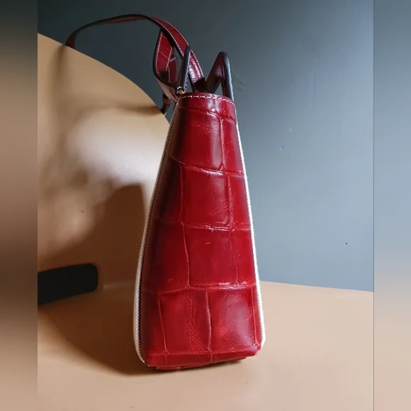 STAUD mini Shirley Bag in Canvas,burgundy Leather Crossbody Bag - Picture 7 of 16